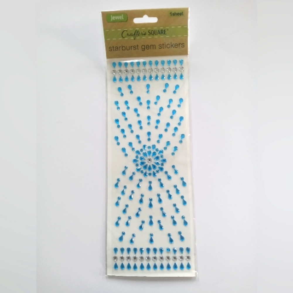 NWT Crafter's Square Starburst Gem Stickers, Blue and  Silver/Clear